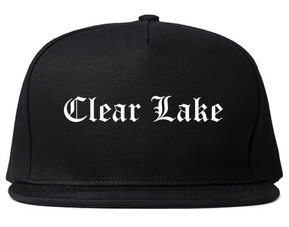 Clear Lake Iowa IA Old English Mens Snapback Hat Black