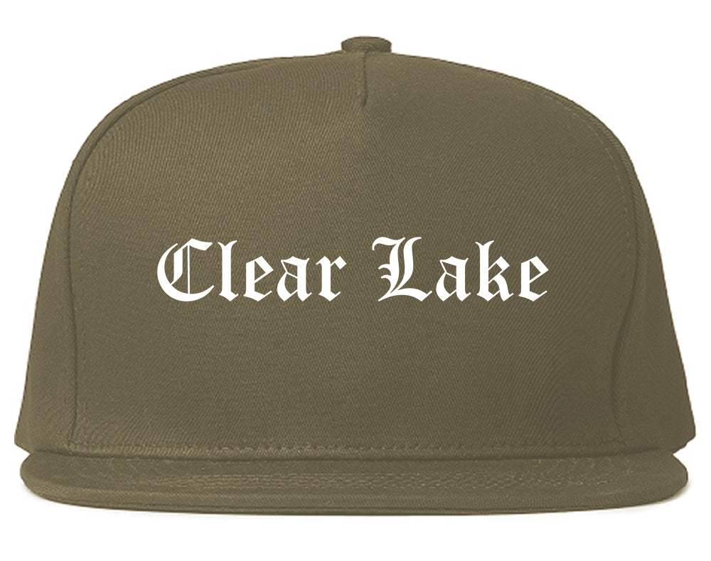 Clear Lake Iowa IA Old English Mens Snapback Hat Grey