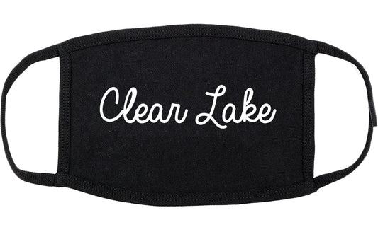 Clear Lake Iowa IA Script Cotton Face Mask Black