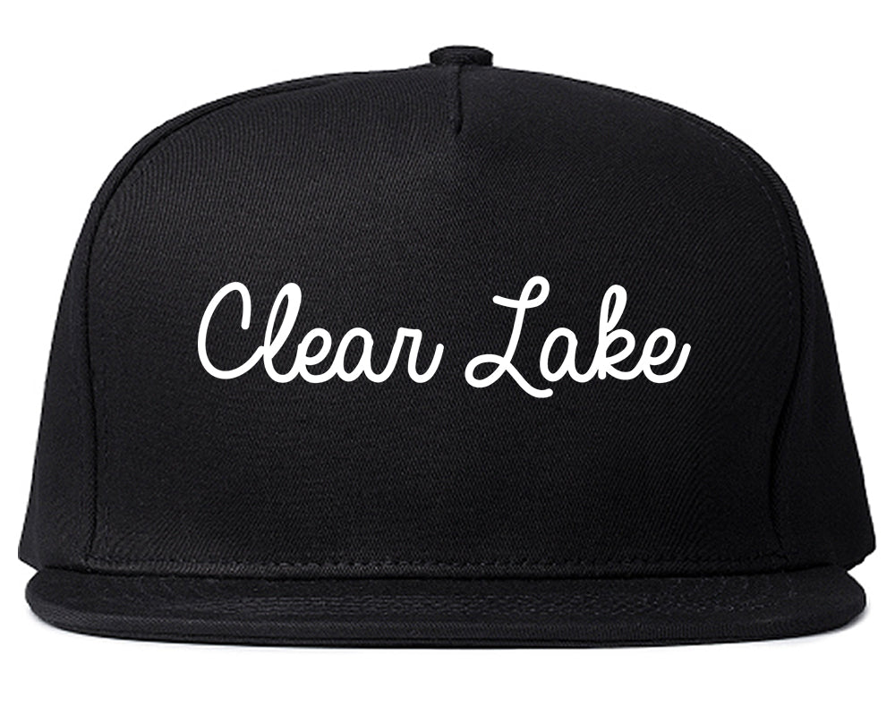 Clear Lake Iowa IA Script Mens Snapback Hat Black
