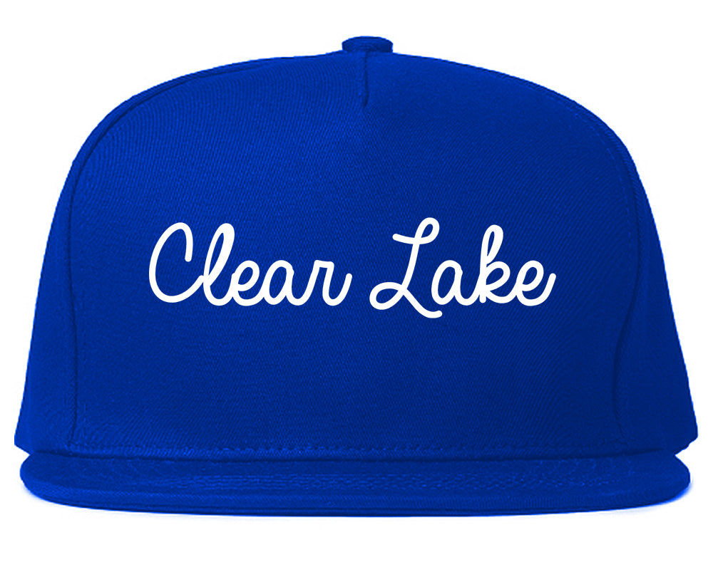 Clear Lake Iowa IA Script Mens Snapback Hat Royal Blue