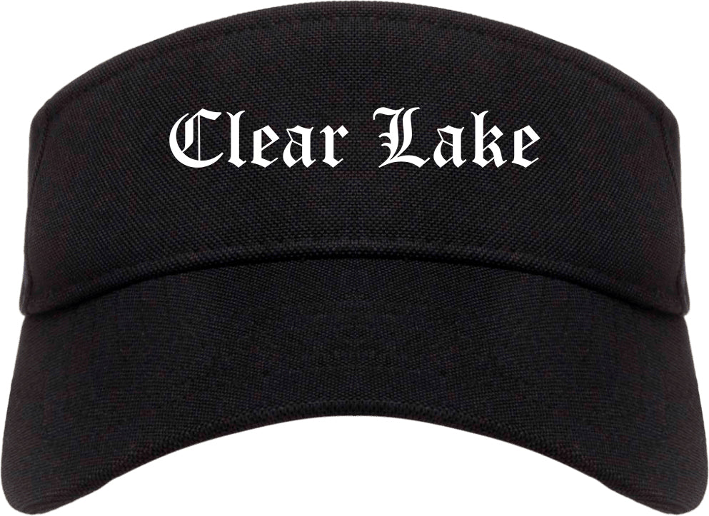 Clear Lake Iowa IA Old English Mens Visor Cap Hat Black