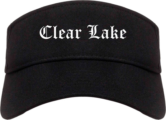 Clear Lake Iowa IA Old English Mens Visor Cap Hat Black