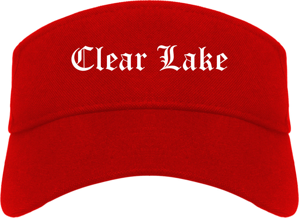 Clear Lake Iowa IA Old English Mens Visor Cap Hat Red