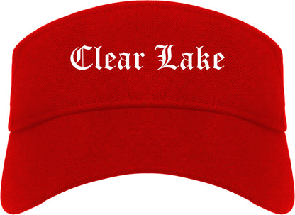 Clear Lake Iowa IA Old English Mens Visor Cap Hat Red