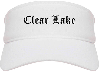 Clear Lake Iowa IA Old English Mens Visor Cap Hat White