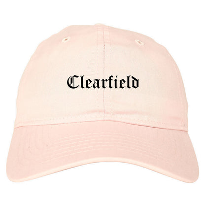 Clearfield Pennsylvania PA Old English Mens Dad Hat Baseball Cap Pink