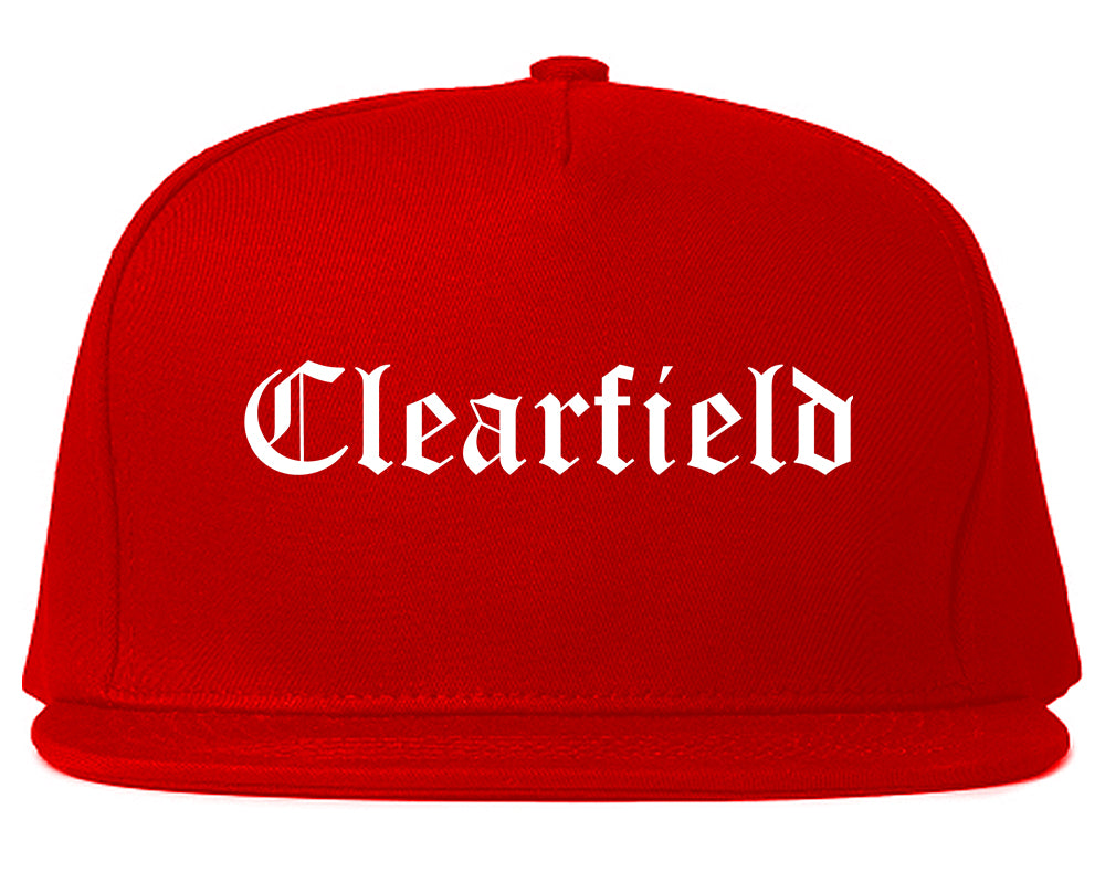Clearfield Utah UT Old English Mens Snapback Hat Red