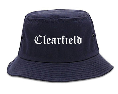 Clearfield Utah UT Old English Mens Bucket Hat Navy Blue
