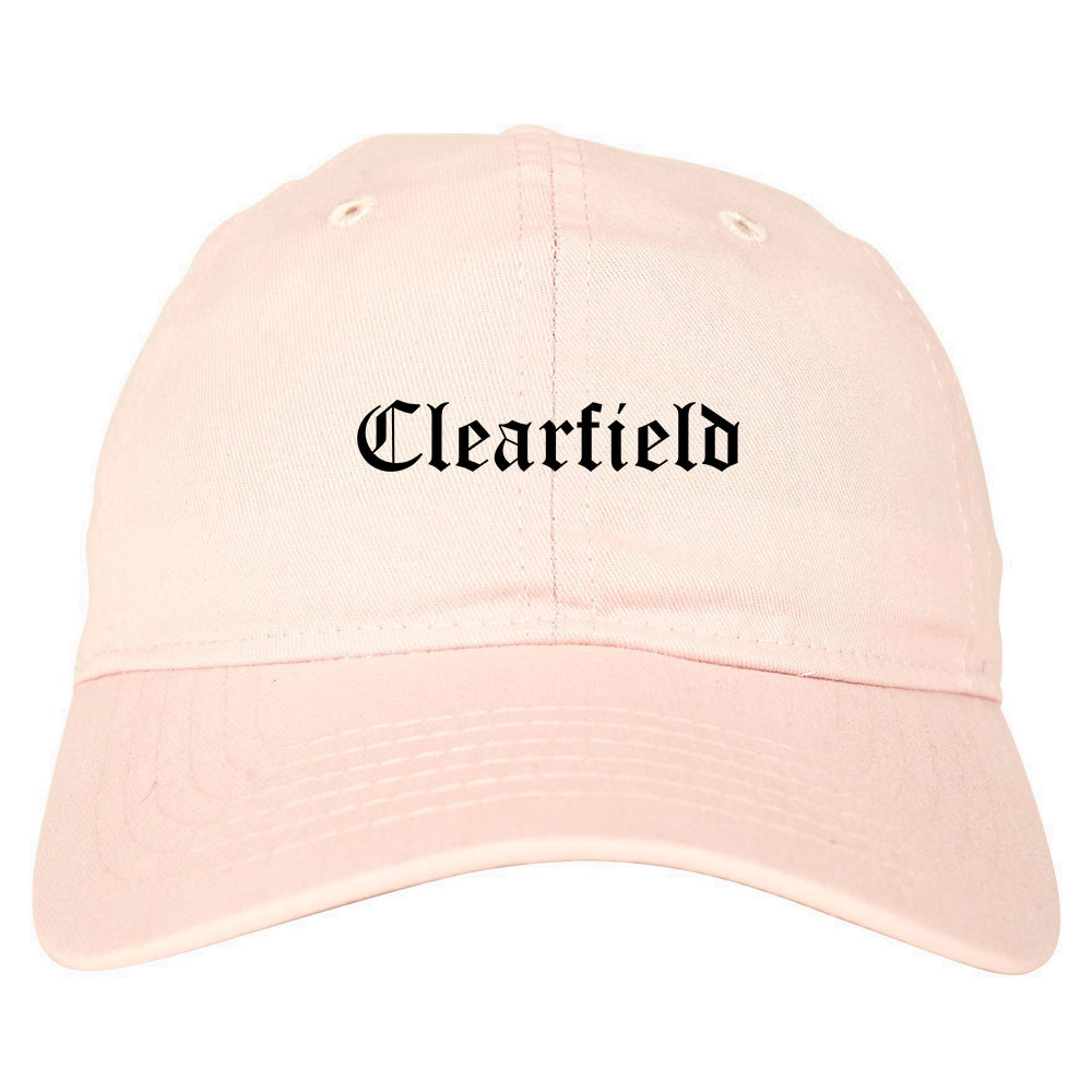 Clearfield Utah UT Old English Mens Dad Hat Baseball Cap Pink