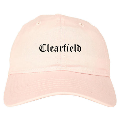 Clearfield Utah UT Old English Mens Dad Hat Baseball Cap Pink