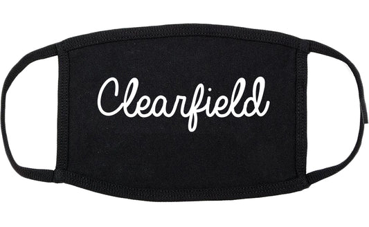 Clearfield Utah UT Script Cotton Face Mask Black