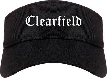 Clearfield Utah UT Old English Mens Visor Cap Hat Black