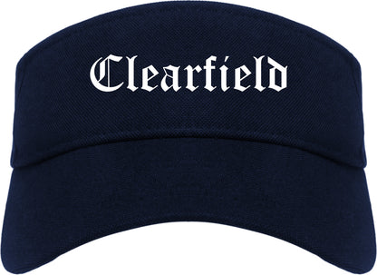 Clearfield Utah UT Old English Mens Visor Cap Hat Navy Blue