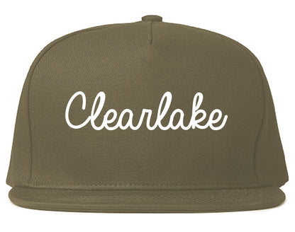 Clearlake California CA Script Mens Snapback Hat Grey