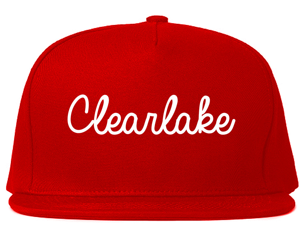 Clearlake California CA Script Mens Snapback Hat Red