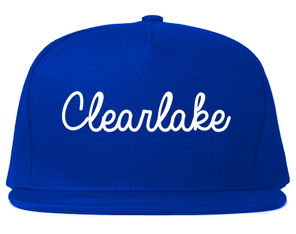 Clearlake California CA Script Mens Snapback Hat Royal Blue