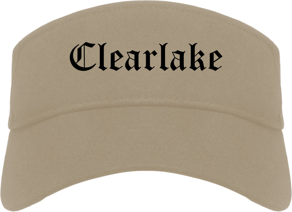 Clearlake California CA Old English Mens Visor Cap Hat Khaki