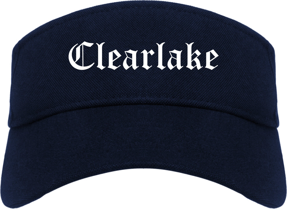 Clearlake California CA Old English Mens Visor Cap Hat Navy Blue