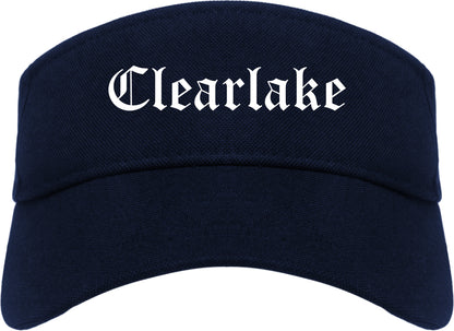 Clearlake California CA Old English Mens Visor Cap Hat Navy Blue