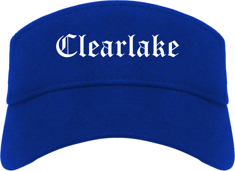 Clearlake California CA Old English Mens Visor Cap Hat Royal Blue