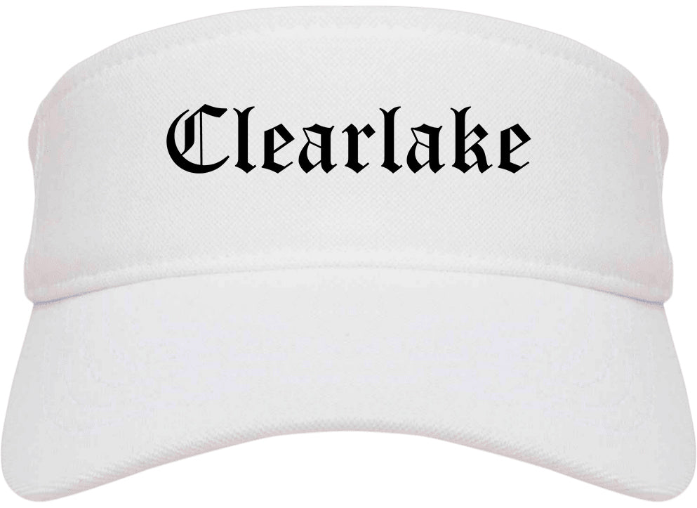 Clearlake California CA Old English Mens Visor Cap Hat White