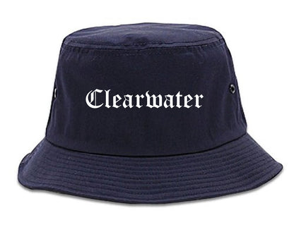 Clearwater Florida FL Old English Mens Bucket Hat Navy Blue
