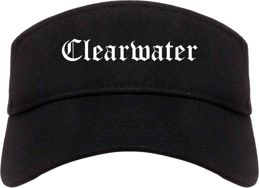 Clearwater Florida FL Old English Mens Visor Cap Hat Black