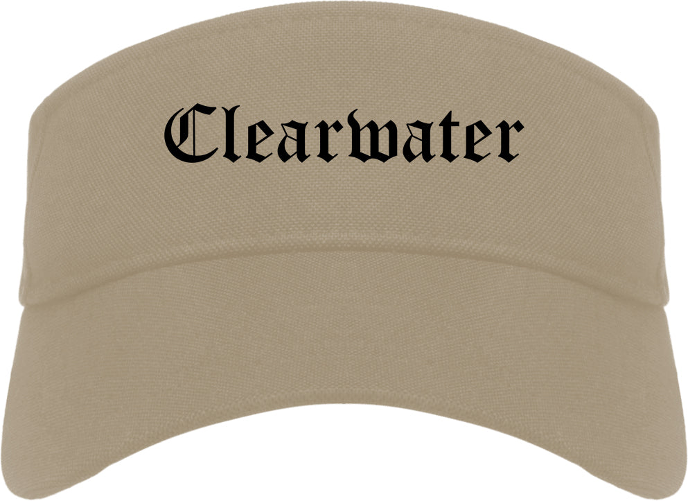 Clearwater Florida FL Old English Mens Visor Cap Hat Khaki
