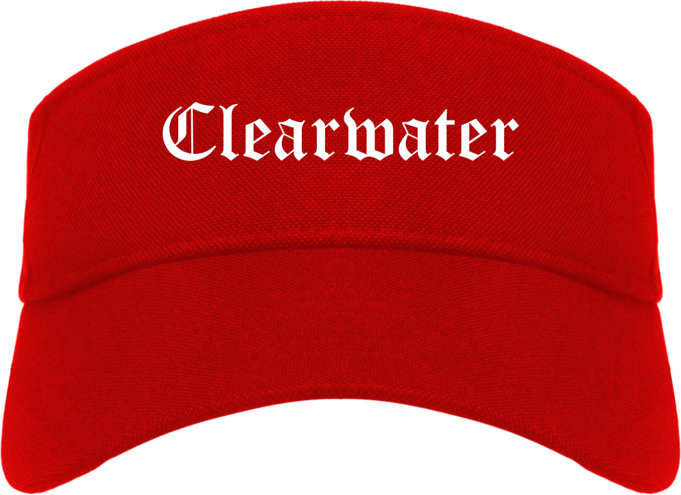 Clearwater Florida FL Old English Mens Visor Cap Hat Red