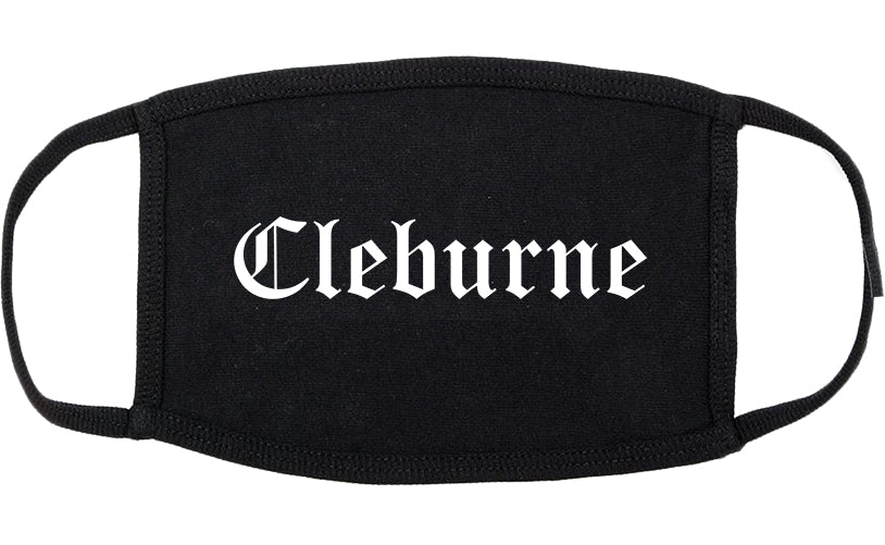 Cleburne Texas TX Old English Cotton Face Mask Black