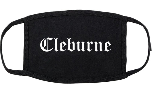 Cleburne Texas TX Old English Cotton Face Mask Black