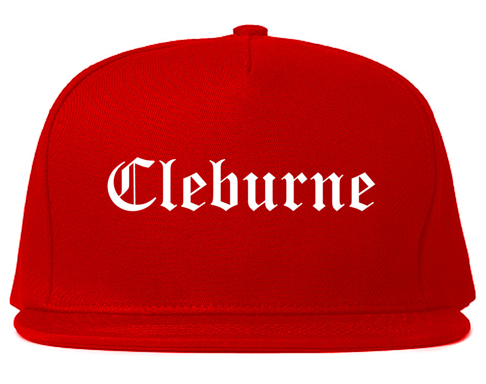 Cleburne Texas TX Old English Mens Snapback Hat Red