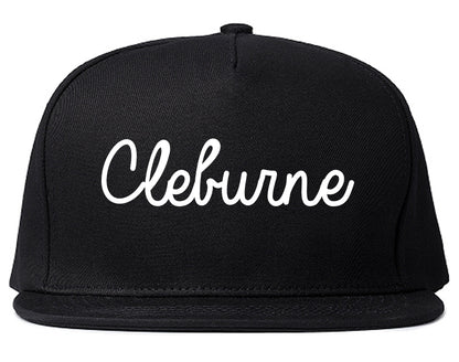 Cleburne Texas TX Script Mens Snapback Hat Black
