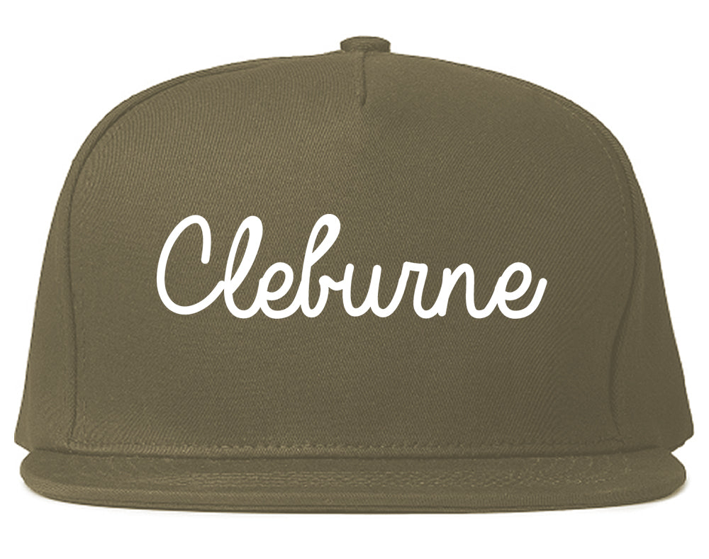 Cleburne Texas TX Script Mens Snapback Hat Grey