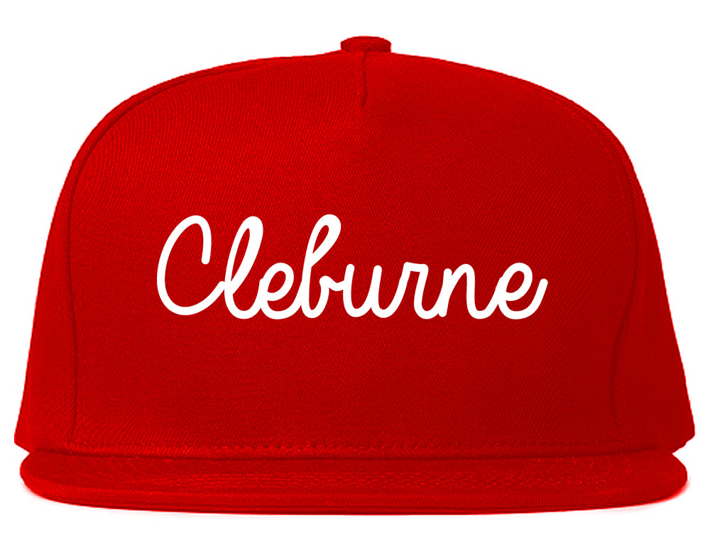 Cleburne Texas TX Script Mens Snapback Hat Red