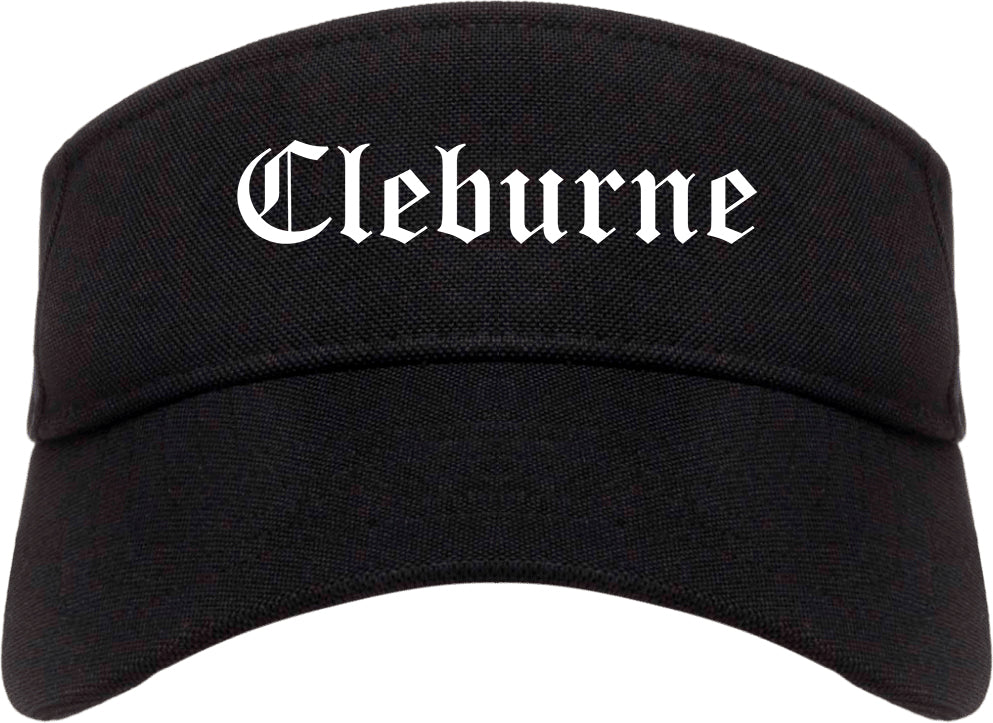 Cleburne Texas TX Old English Mens Visor Cap Hat Black