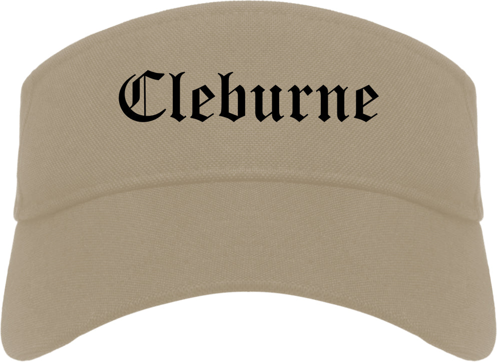 Cleburne Texas TX Old English Mens Visor Cap Hat Khaki