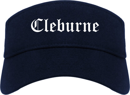 Cleburne Texas TX Old English Mens Visor Cap Hat Navy Blue