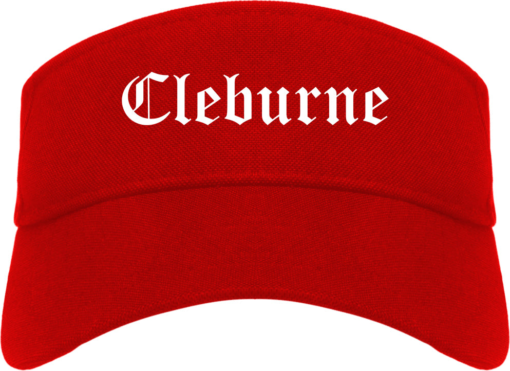 Cleburne Texas TX Old English Mens Visor Cap Hat Red