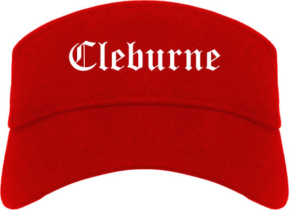 Cleburne Texas TX Old English Mens Visor Cap Hat Red