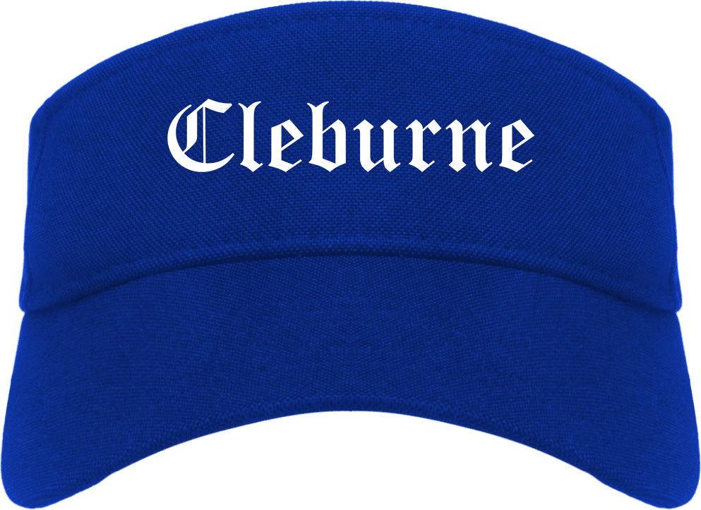 Cleburne Texas TX Old English Mens Visor Cap Hat Royal Blue