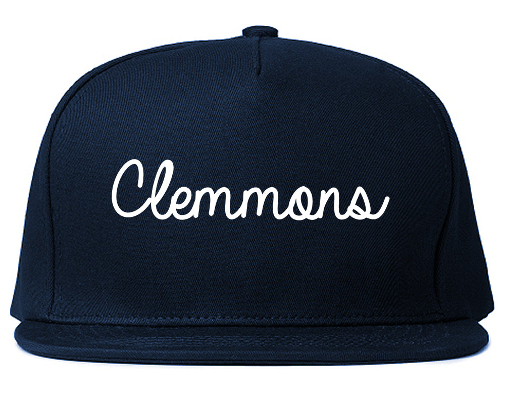Clemmons North Carolina NC Script Mens Snapback Hat Navy Blue