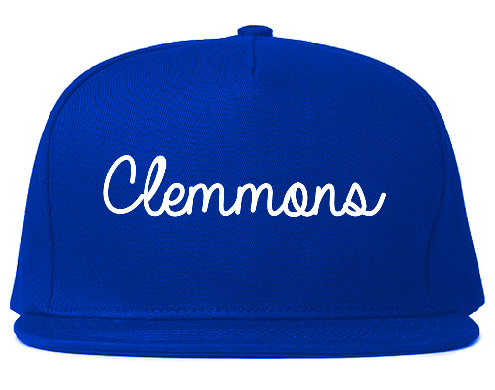 Clemmons North Carolina NC Script Mens Snapback Hat Royal Blue