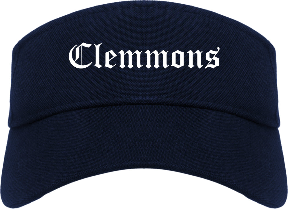 Clemmons North Carolina NC Old English Mens Visor Cap Hat Navy Blue