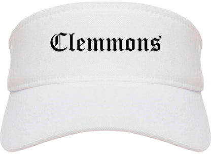Clemmons North Carolina NC Old English Mens Visor Cap Hat White