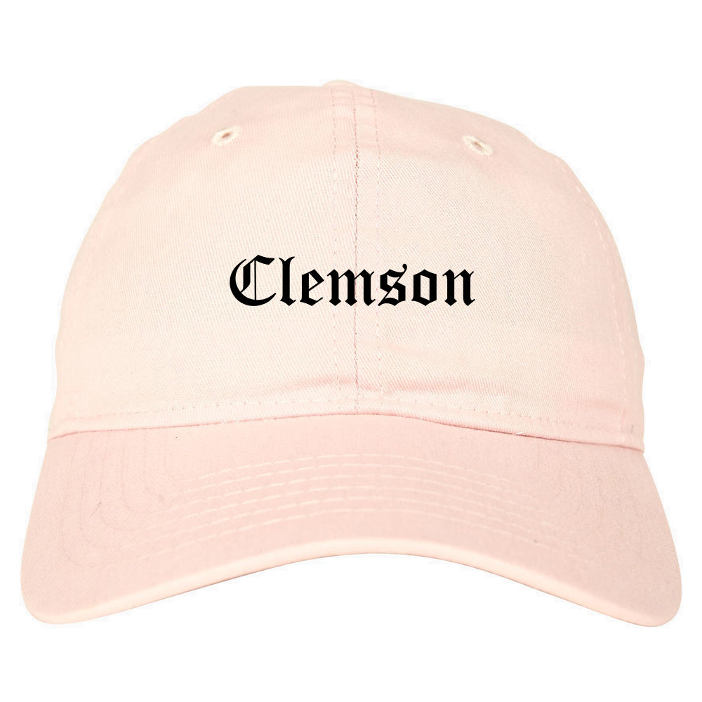 Clemson South Carolina SC Old English Mens Dad Hat Baseball Cap Pink