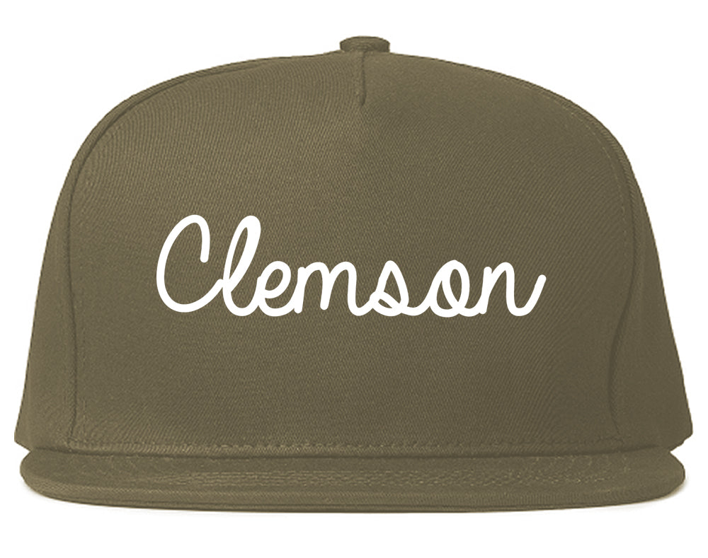 Clemson South Carolina SC Script Mens Snapback Hat Grey