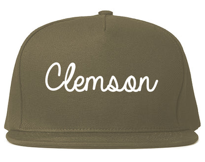 Clemson South Carolina SC Script Mens Snapback Hat Grey
