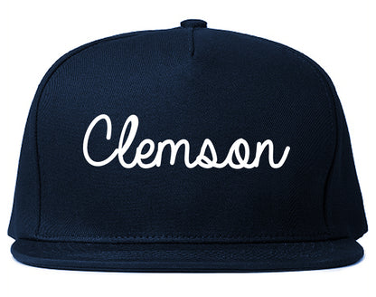 Clemson South Carolina SC Script Mens Snapback Hat Navy Blue
